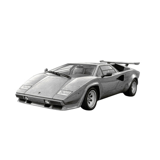 Lamborghini Countach – Hand-Drawn Greeting Card | Iconic Italian Supercar Art — card front