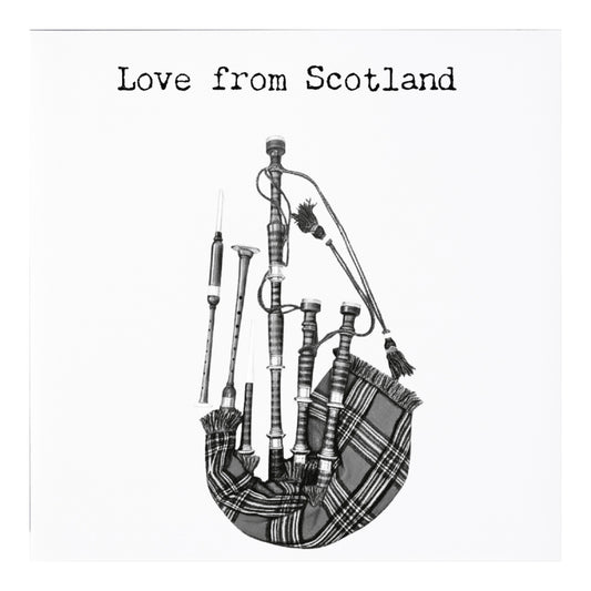 Love From Scotland Bagpipes Greeting Card — card front