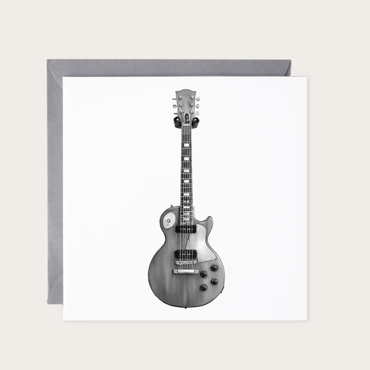 Guitar Musical Greeting Card — card with grey envelope