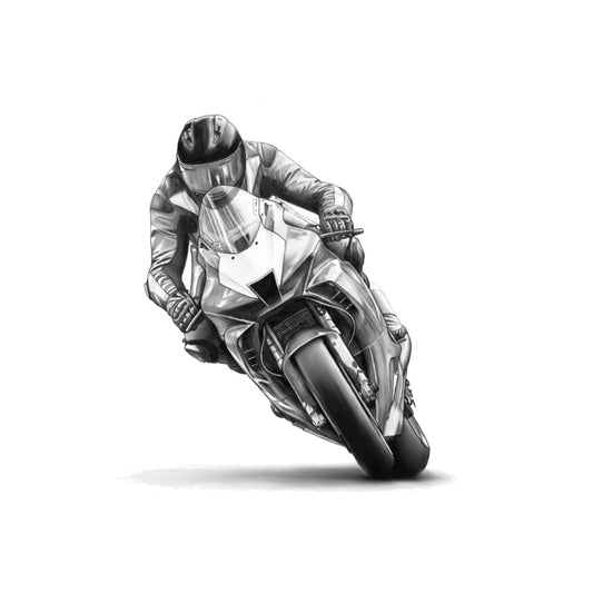 Motorcycle Racer Action Greeting Card — card front