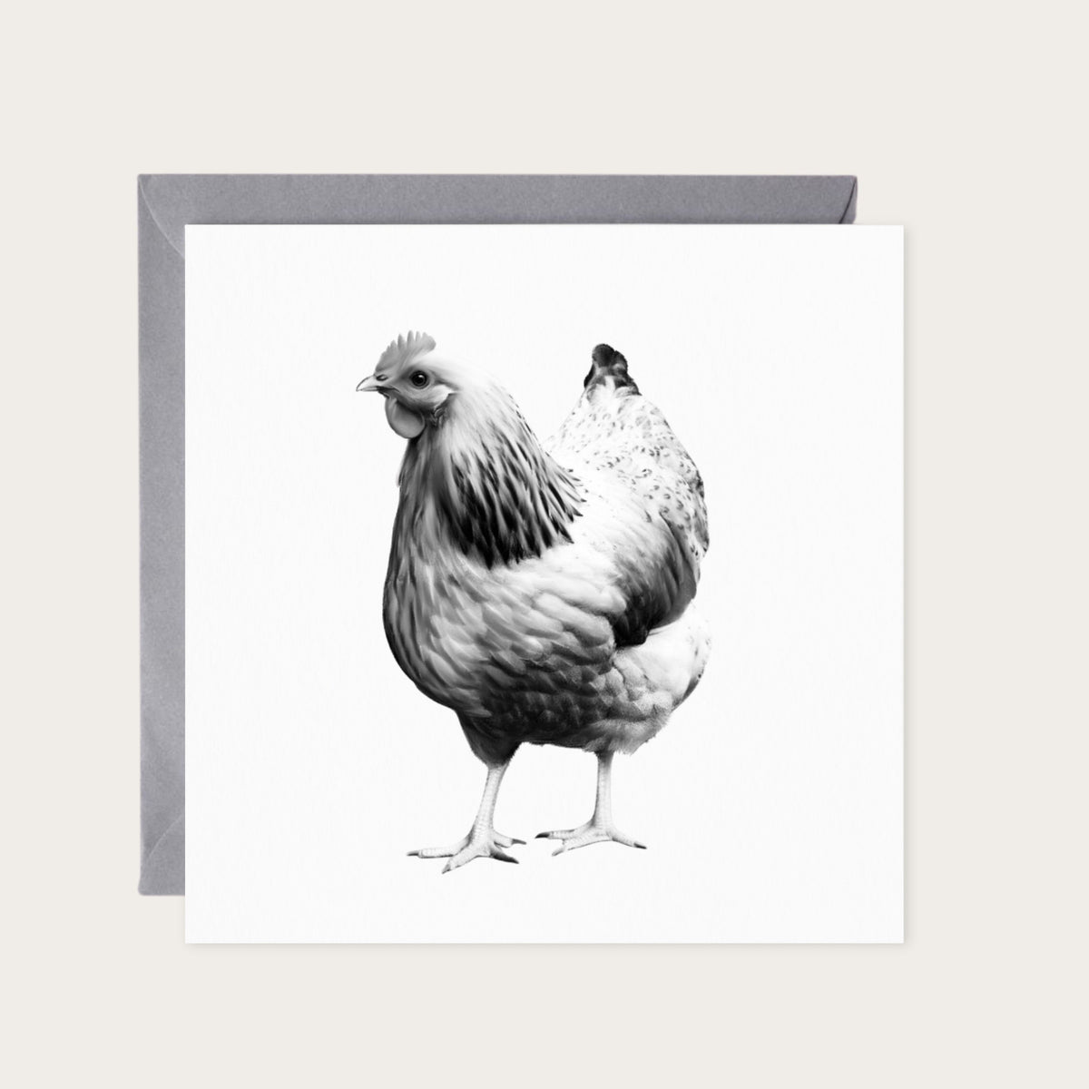 Cockerel Hand Drawn Greeting Card — card with grey envelope