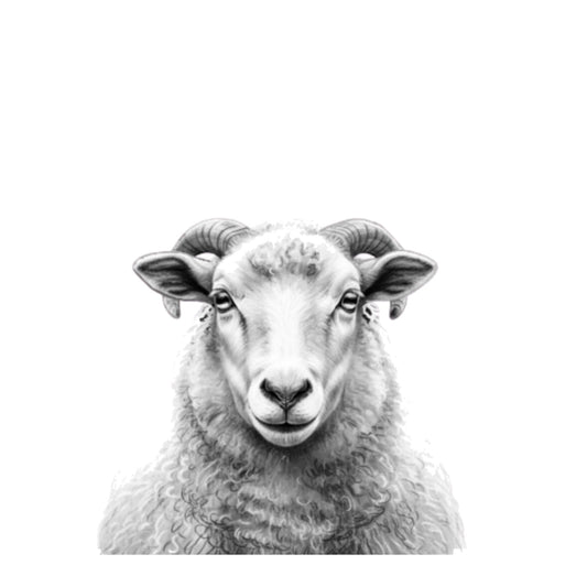 Serious Sheep Hand Drawn Greeting Card — card front
