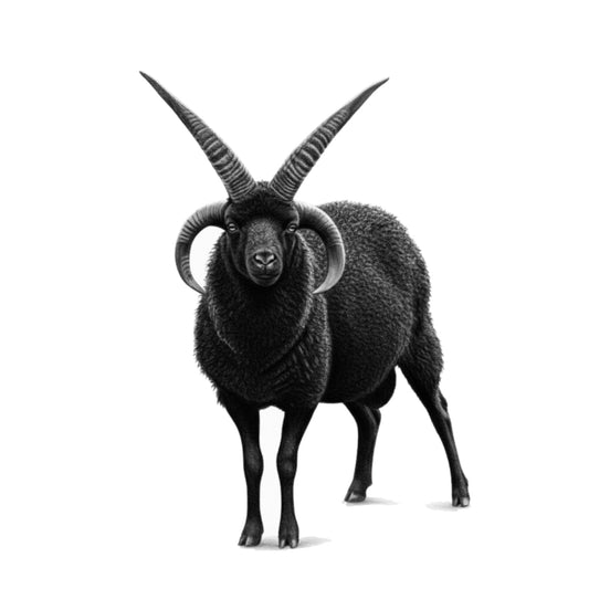 Four Horned Jacobs Sheep Hand Drawn Greeting Card — card front