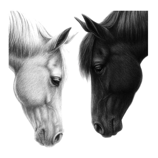 Together Horses Hand Drawn Greeting Card — card front