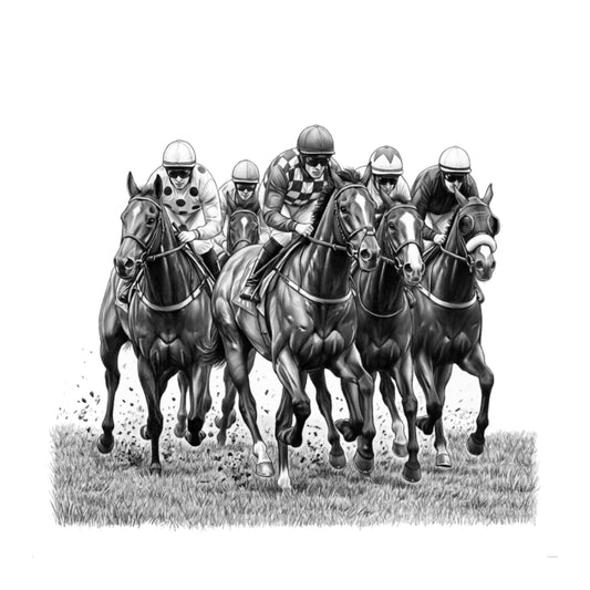 Horse Racing Hand Drawn Greeting Card — card front