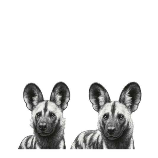 Wild Dogs Hand Drawn Greeting Card — card front