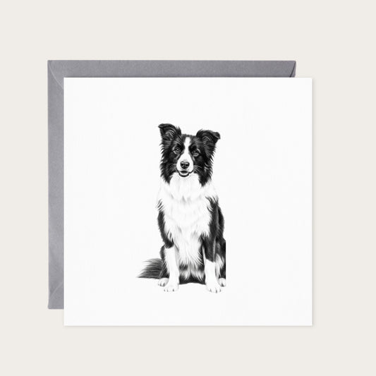 Columba the Sheepdog Hand Drawn Greeting Card — card with grey envelope