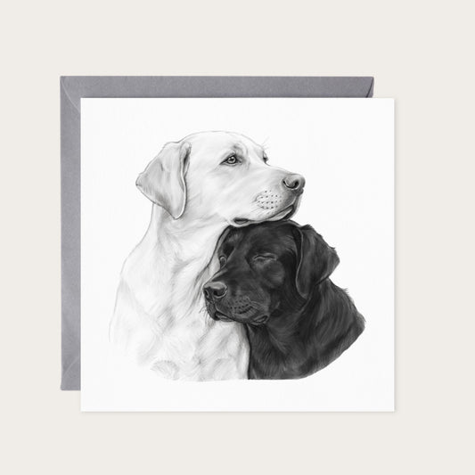 Labrador's Home Hand Drawn Greeting Card — card with grey envelope