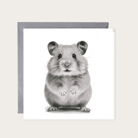 Hamster Hand Drawn Greeting Card — card with grey envelope