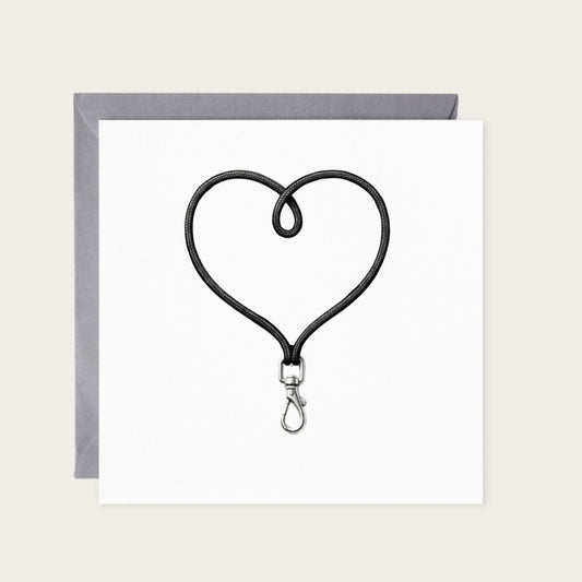 Dog Lead Hand Drawn Greeting Card — card with grey envelope