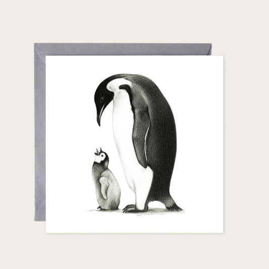 Look Over Me Penguin — card with grey envelope