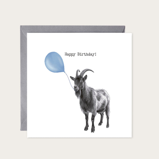 Birthday Goat — card with grey envelope