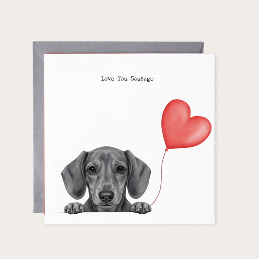 Love You Sausage — card with grey envelope