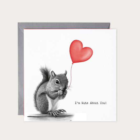 I’m Nuts About You — card with grey envelope