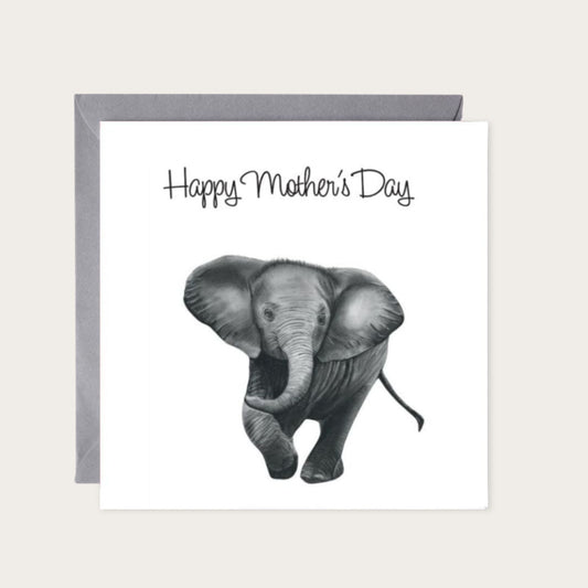 Hokies the Elephant Mother’s Day Greeting Card — card with grey envelope