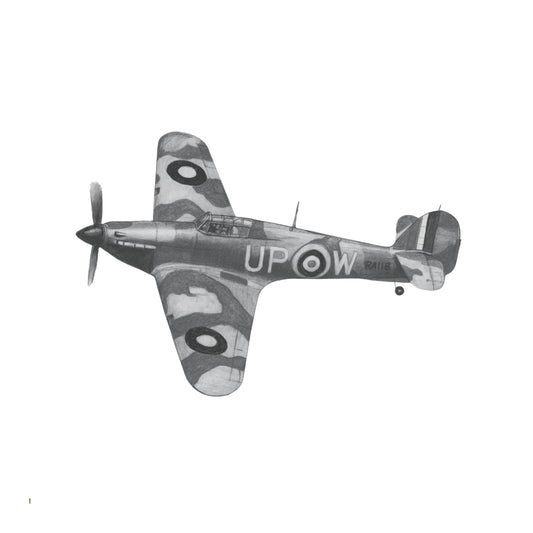 Hawker Hurricane – Hand-Drawn Greeting Card | Iconic WWII Aviation Art — card front