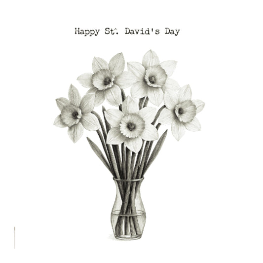 Happy St David Day! Daffodil Hand-Drawn Greeting Card | Welsh St. David’s Day Celebration (Copy) — card front