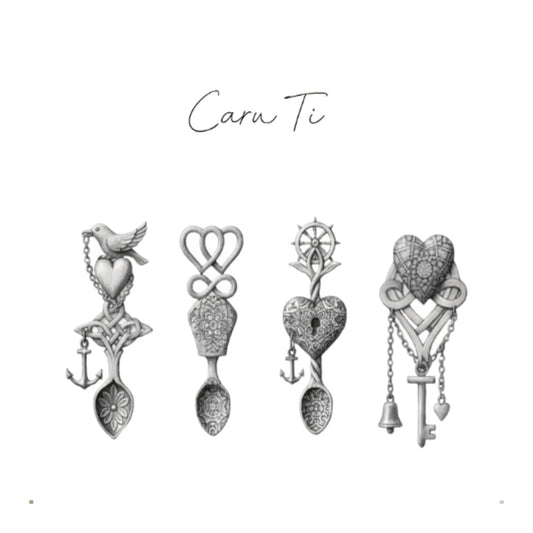 Caru Ti – Love Spoon Hand-Drawn Greeting Card | Welsh Expression of Love — card front