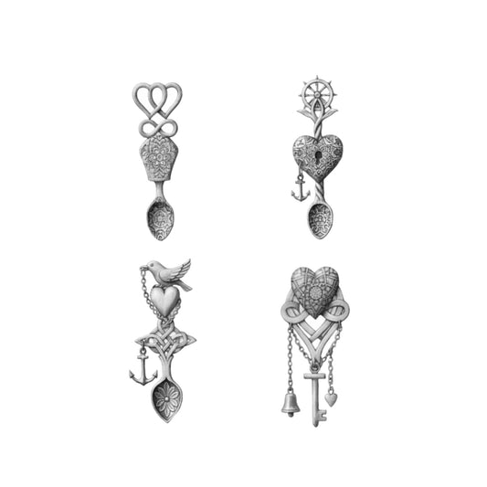 Love Spoons – Hand-Drawn Greeting Card | Traditional Welsh Symbol of Love — card front