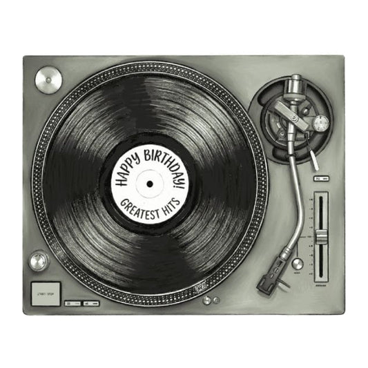 Record Player Birthday Greatest Hits Card — card front