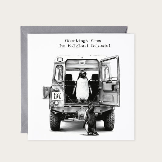 Greetings From the Falklands Greeting Card — card with grey envelope
