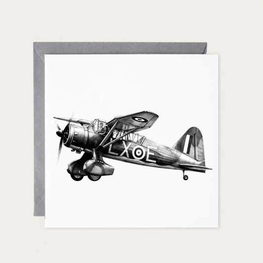 Westland Lysander Greeting Card — standard grey envelope mockup
