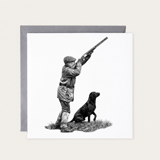 Country Shooting & Labrador Greeting Card — standard grey envelope mockup