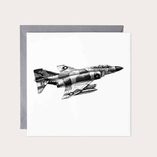 McDonnell Douglas F-4 Phantom II Greeting Card — card with grey envelope