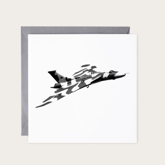 Avro Vulcan Camouflage Hand-Drawn Greeting Card — card with grey envelope