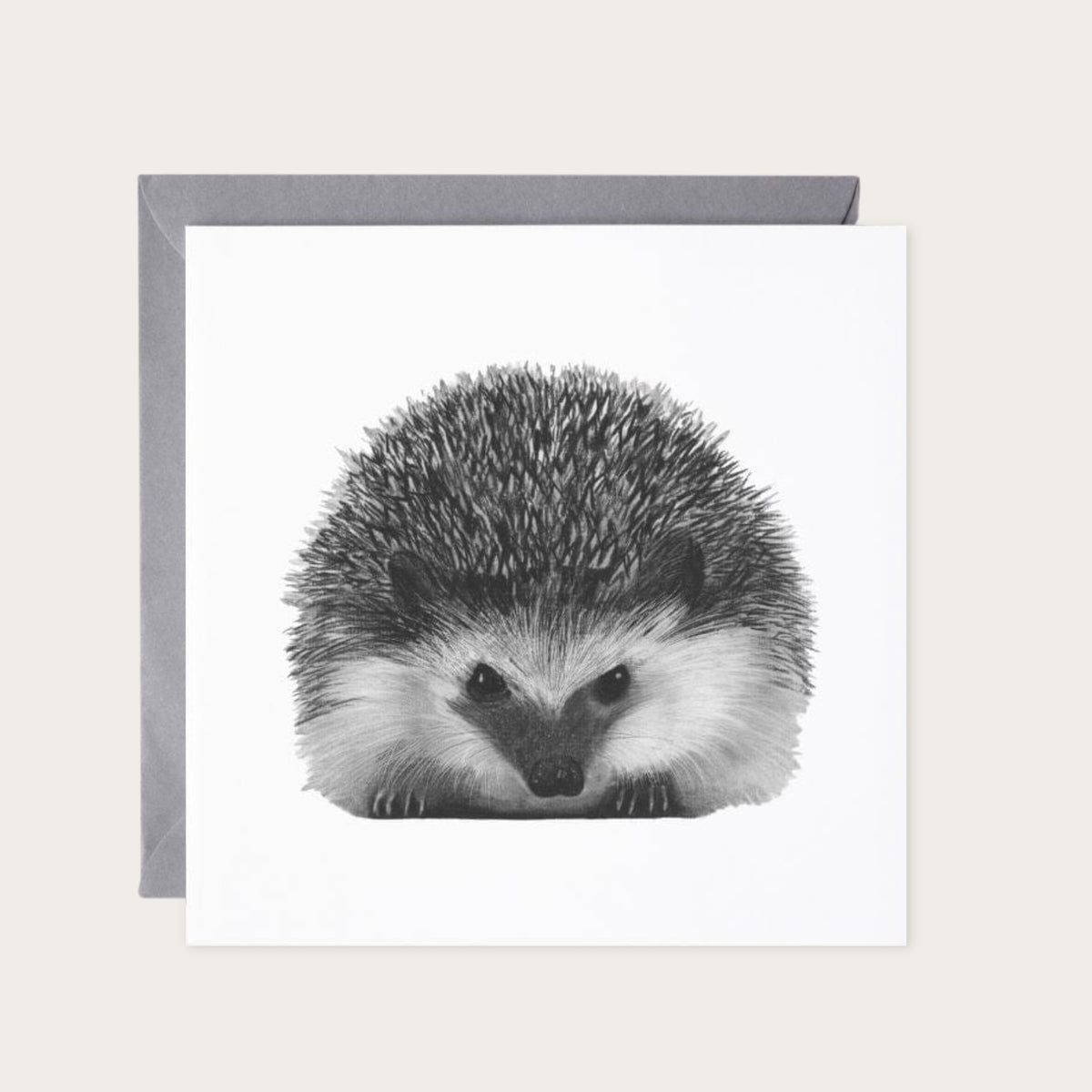 Persei the Hedgehog Hand Drawn Greeting Card — card with grey envelope