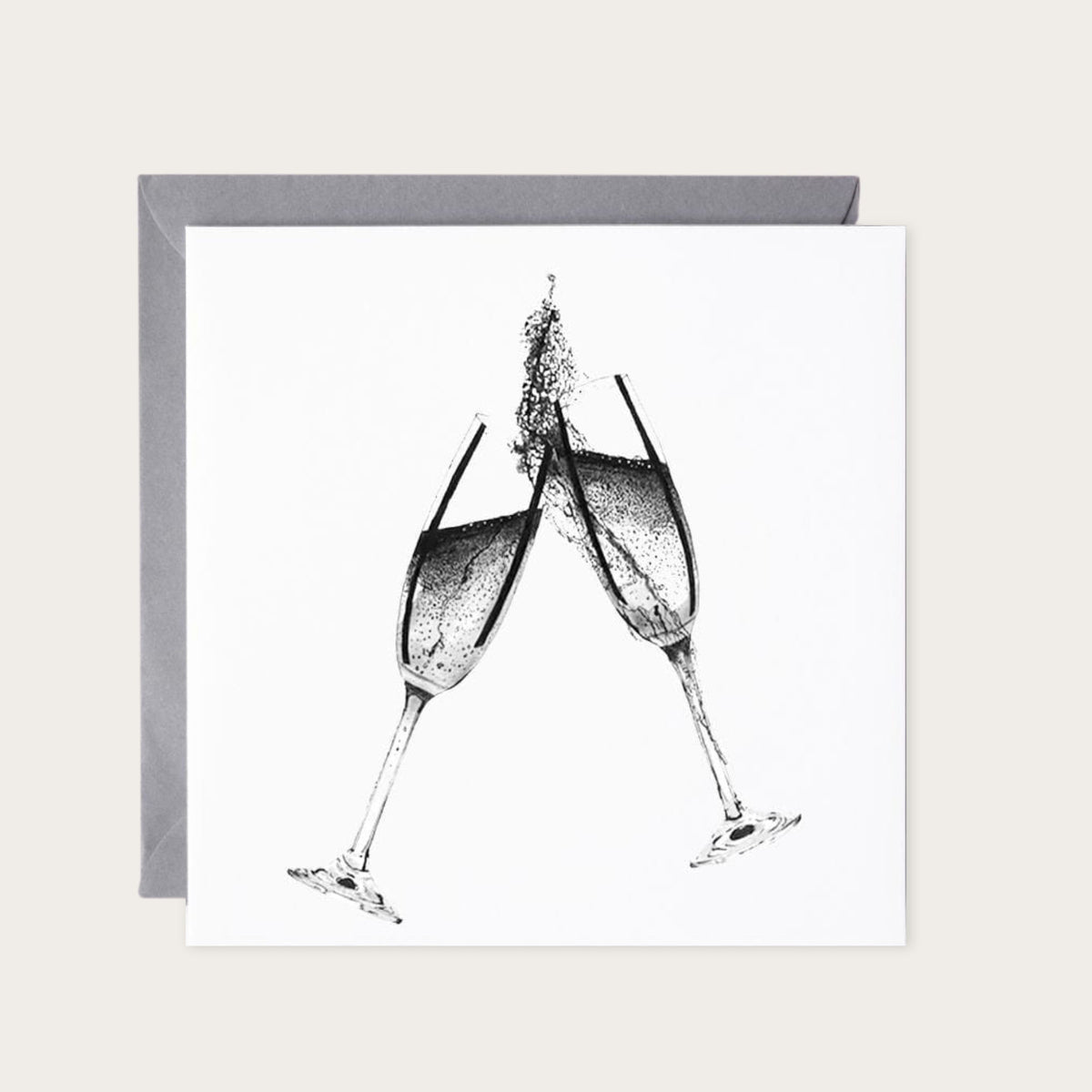 Cheers Celebration Hand Drawn Greeting Card — card with grey envelope