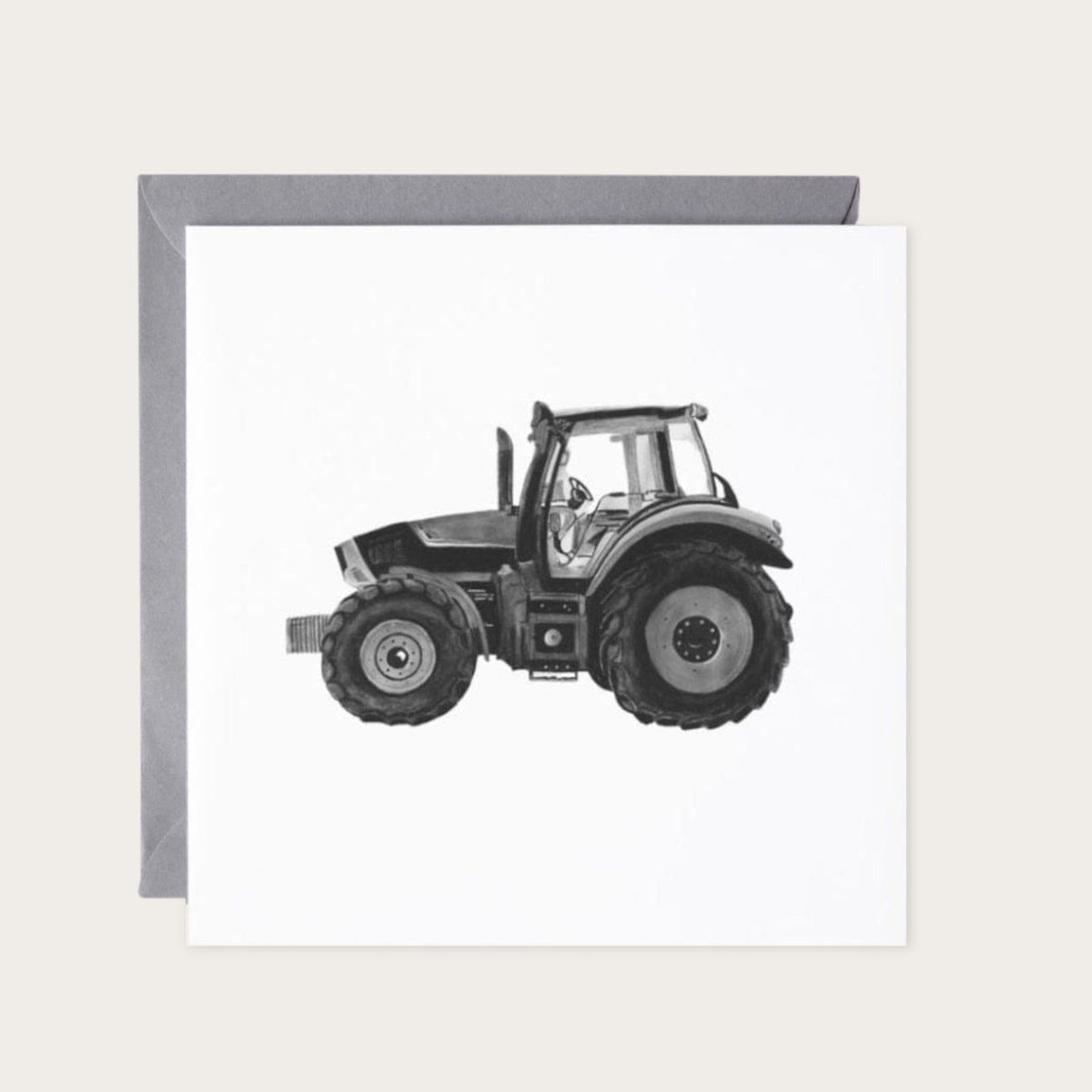 Tractor Hand Drawn Greeting Card — card with grey envelope