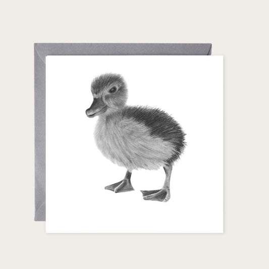 Naos the Duckling Hand Drawn Greeting Card — card with grey envelope