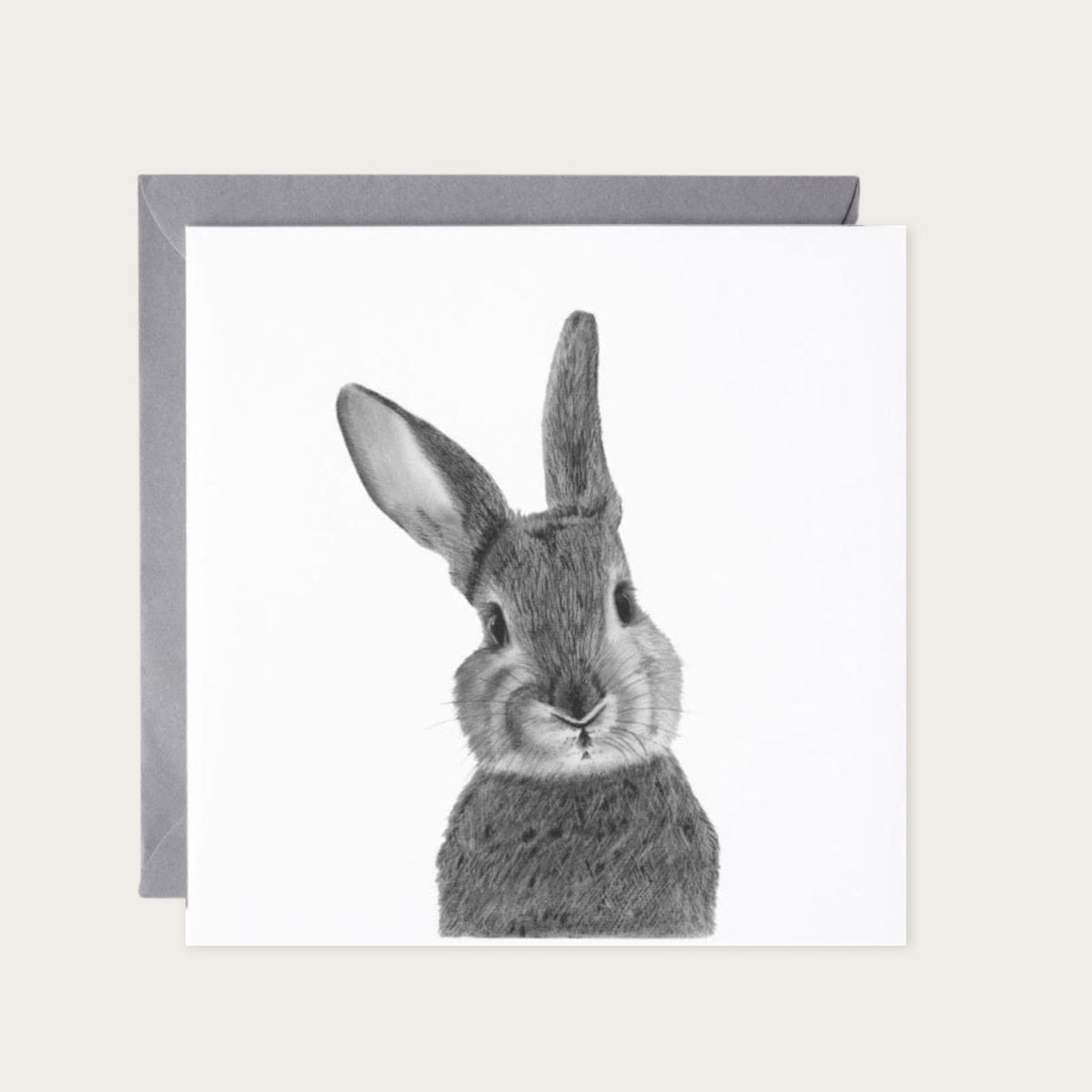 Bellatrix the Bunny Hand-Drawn Greeting Card – A Delightful Countryside Illustration — card with grey envelope