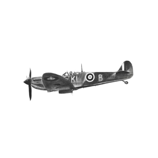 Flying Spitfire Hand-Drawn Greeting Card – Iconic WWII Aircraft Illustration — card front
