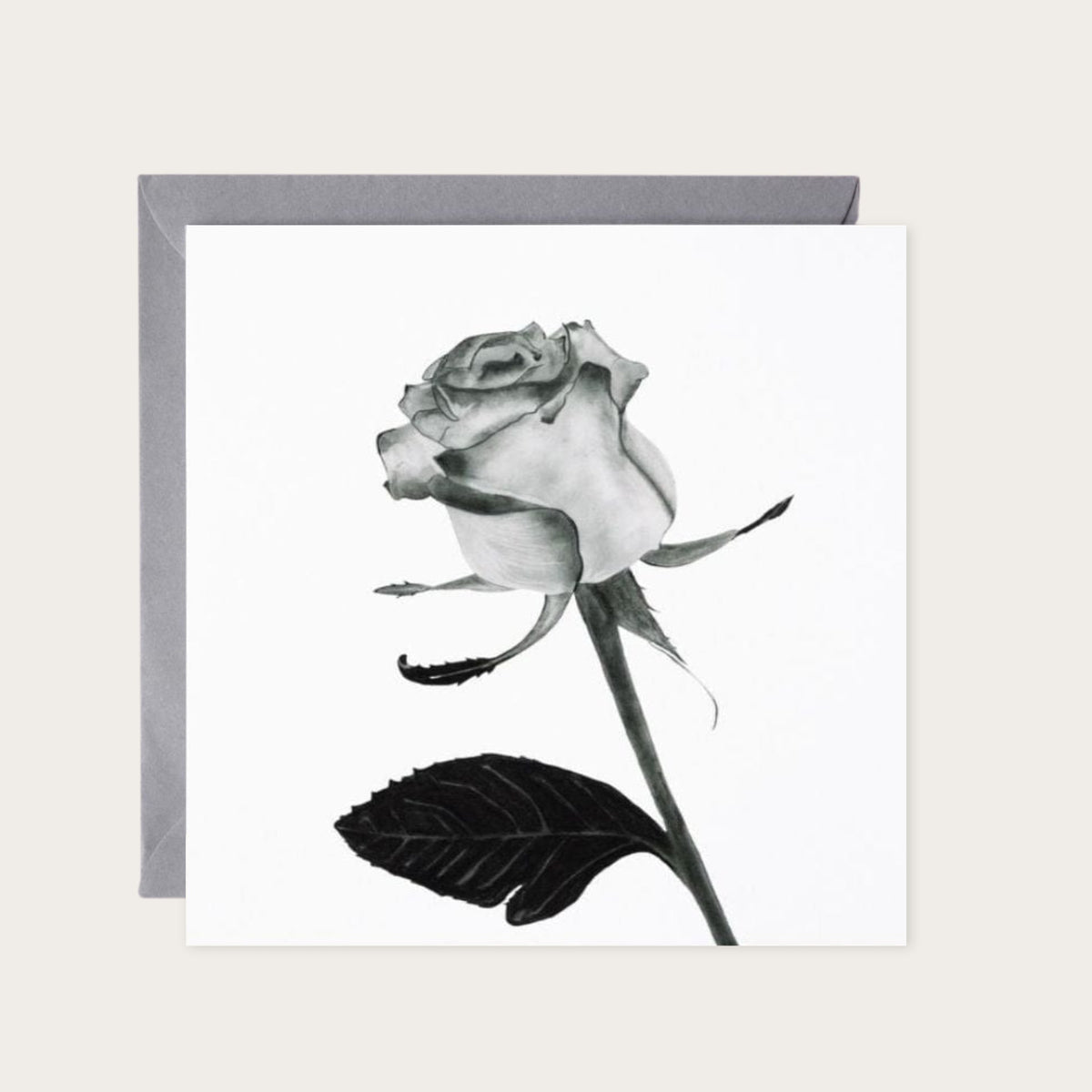English Rose Greeting Card — card with grey envelope