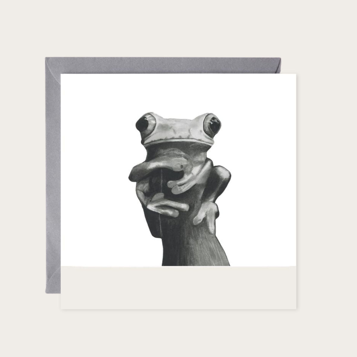 Drako the Frog Greeting Card — card with grey envelope