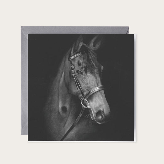Narla the Horse Greeting Card — card with grey envelope