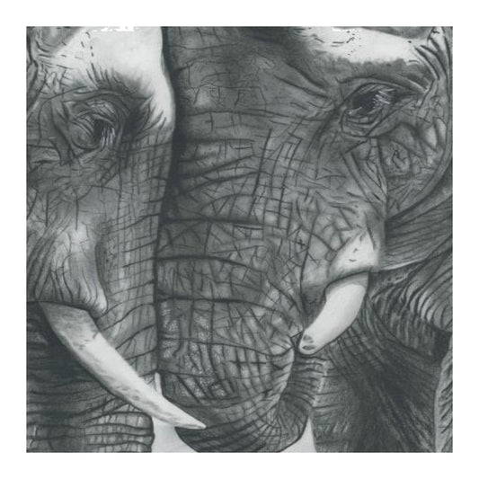 Elephant Tenderness Hand Drawn Greeting Card — card front