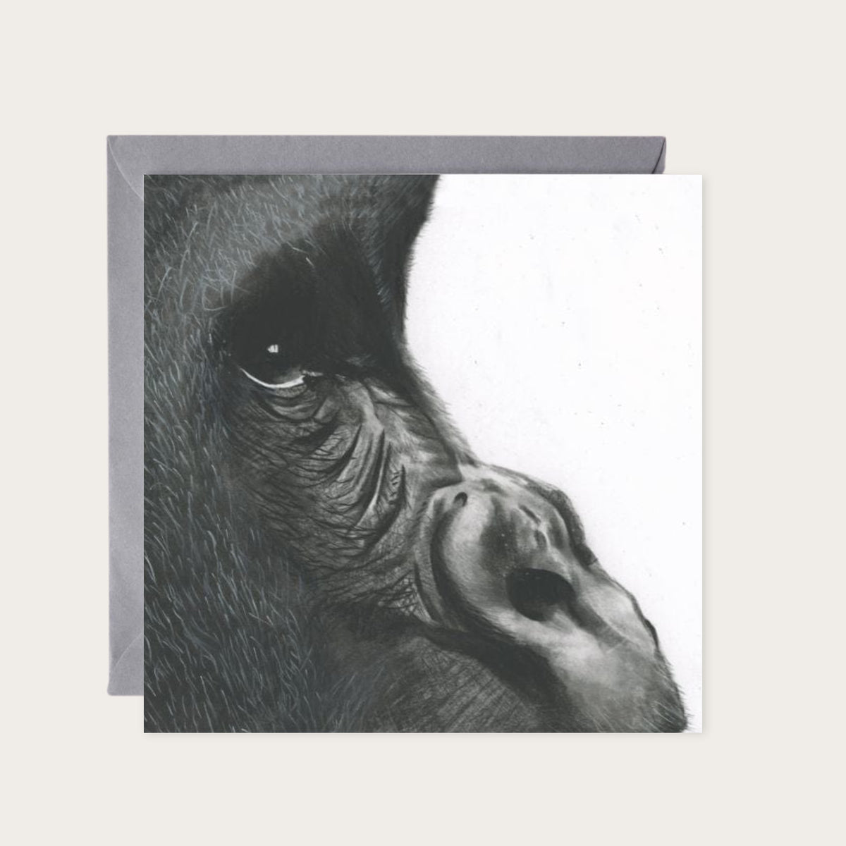 Orion the Gorilla Hand Drawn Greeting Card — card with grey envelope