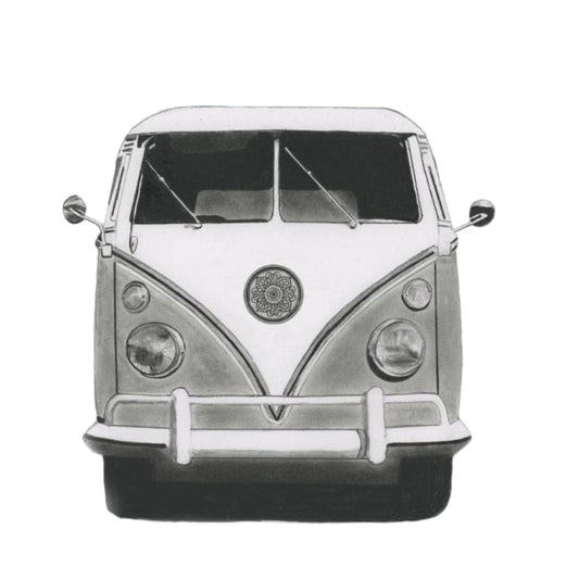 Camper Van Hand Drawn Greeting Card — card front