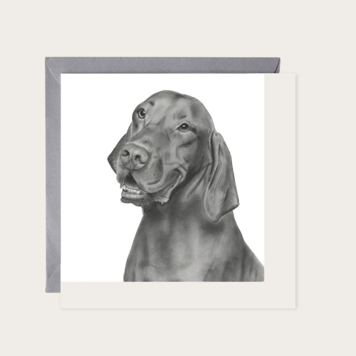 Chara the Hungarian Vizsla Greeting Card — card with grey envelope