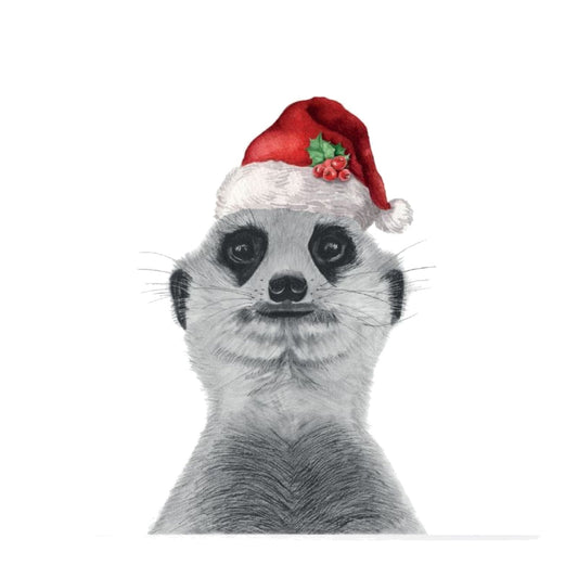 Myra the Meerkat Santa Hat Festive Christmas Card — card front