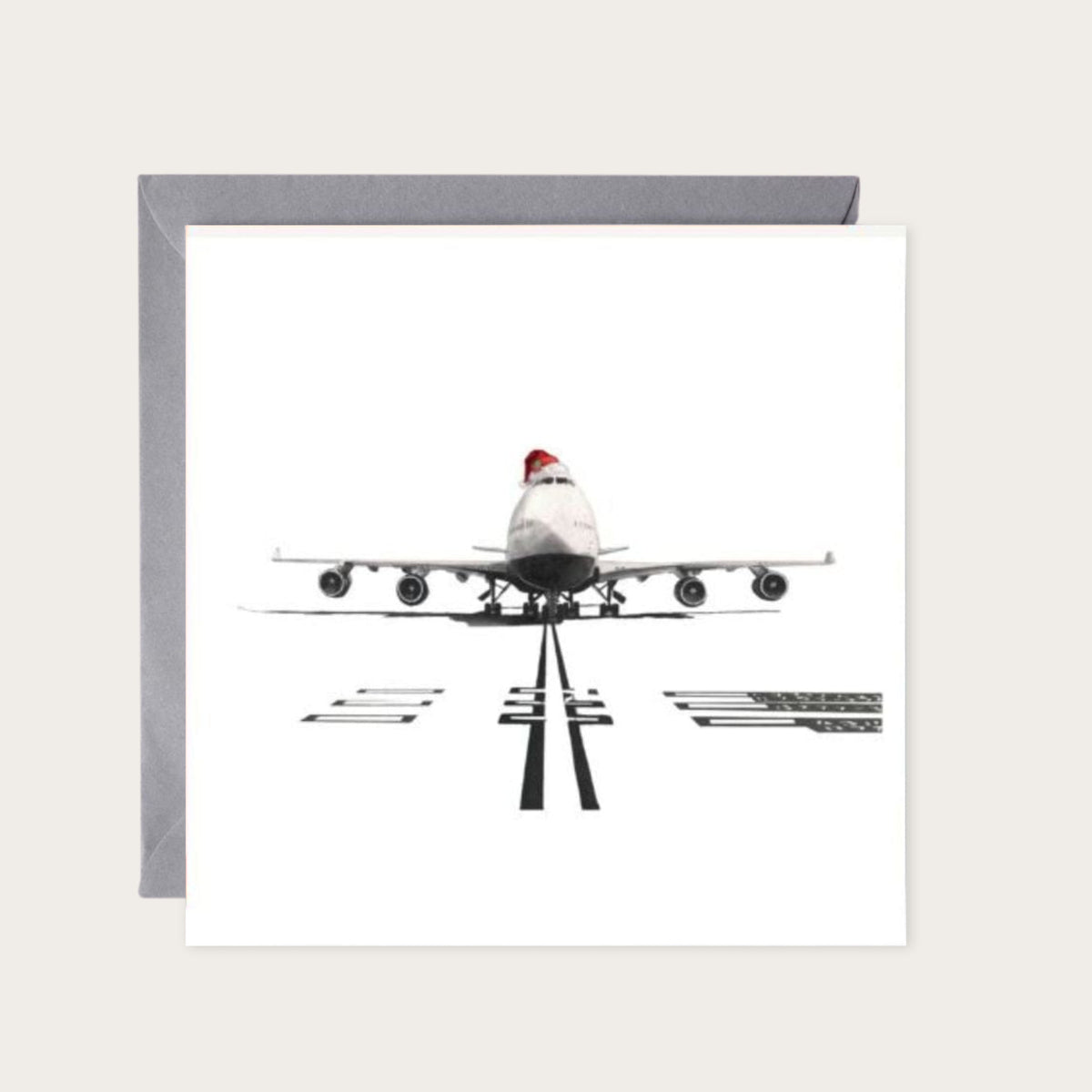 747 Aircraft Christmas Card — card with grey envelope