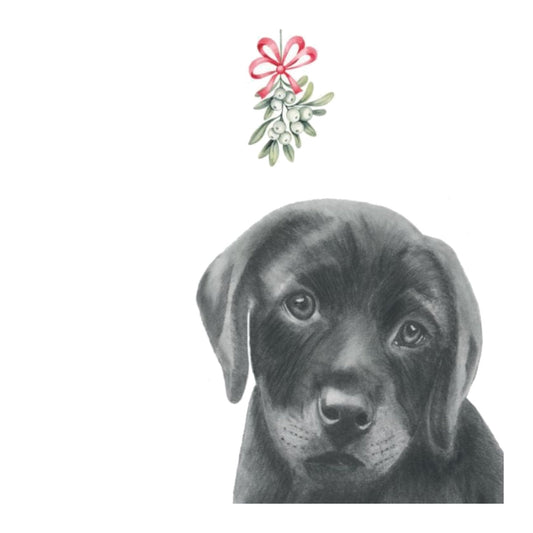 Mimosa the Labrador Mistletoe Christmas Card — card front