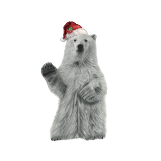 Polar Bear Festive Red Hat Christmas Card — card front