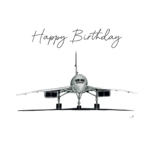 Concorde Birthday Card – Hand-Drawn Aviation Card — card front