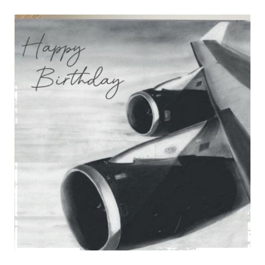 Happy Birthday 747 Aircraft Wing Card — card front