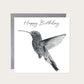 Happy Birthday Hummingbird Card — card with grey envelope