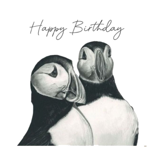 Puffin Birthday Card – Hand-Drawn Seabird Card — card front